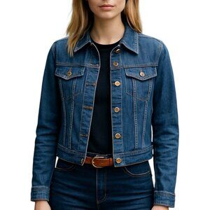 Ralph Lauren Jeans Co Womens Trucker Jacket Stretch Denim Button Front Size P/P
